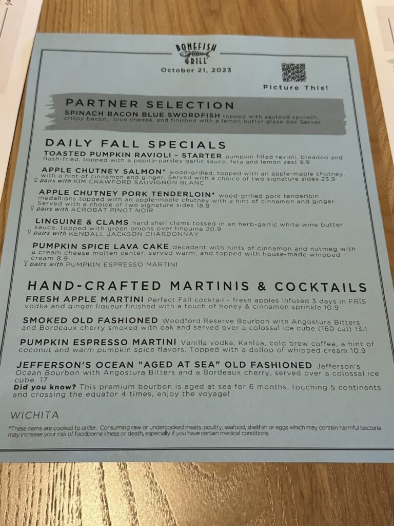 Bonefish Grill Menu Prices