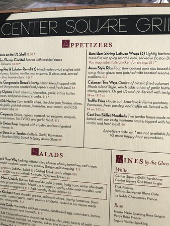 Center Square Grill Menu