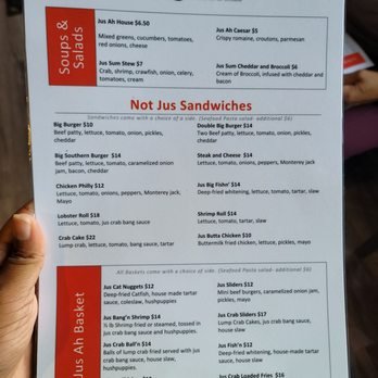 Jus Crab Bar And Grill Menu