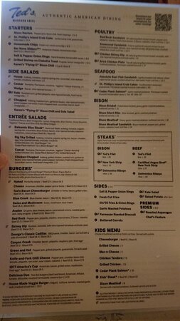 Ted'S Montana Grill Menu