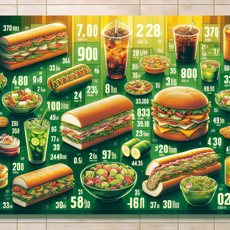 subway menu calories