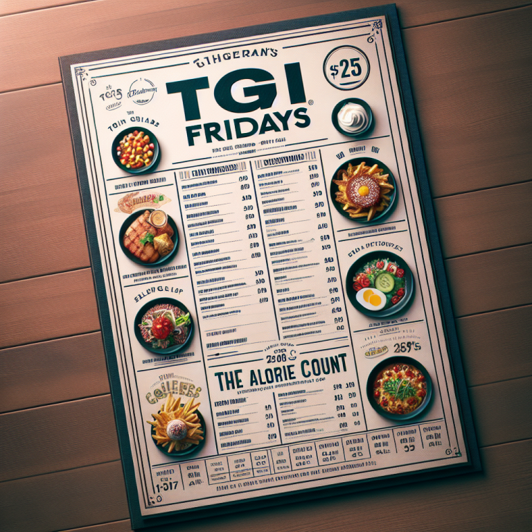 tgi fridays menu and calories