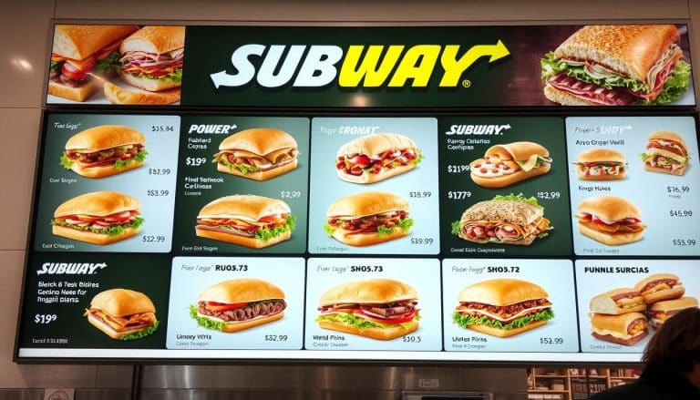 subway menu with prices